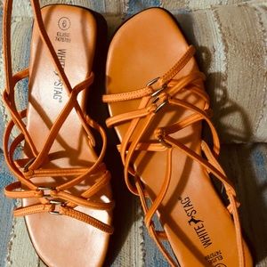 White Stag Vibrant Orange Strappy Sandals